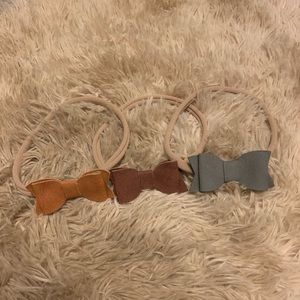 Leather Bow Nylon Headbands